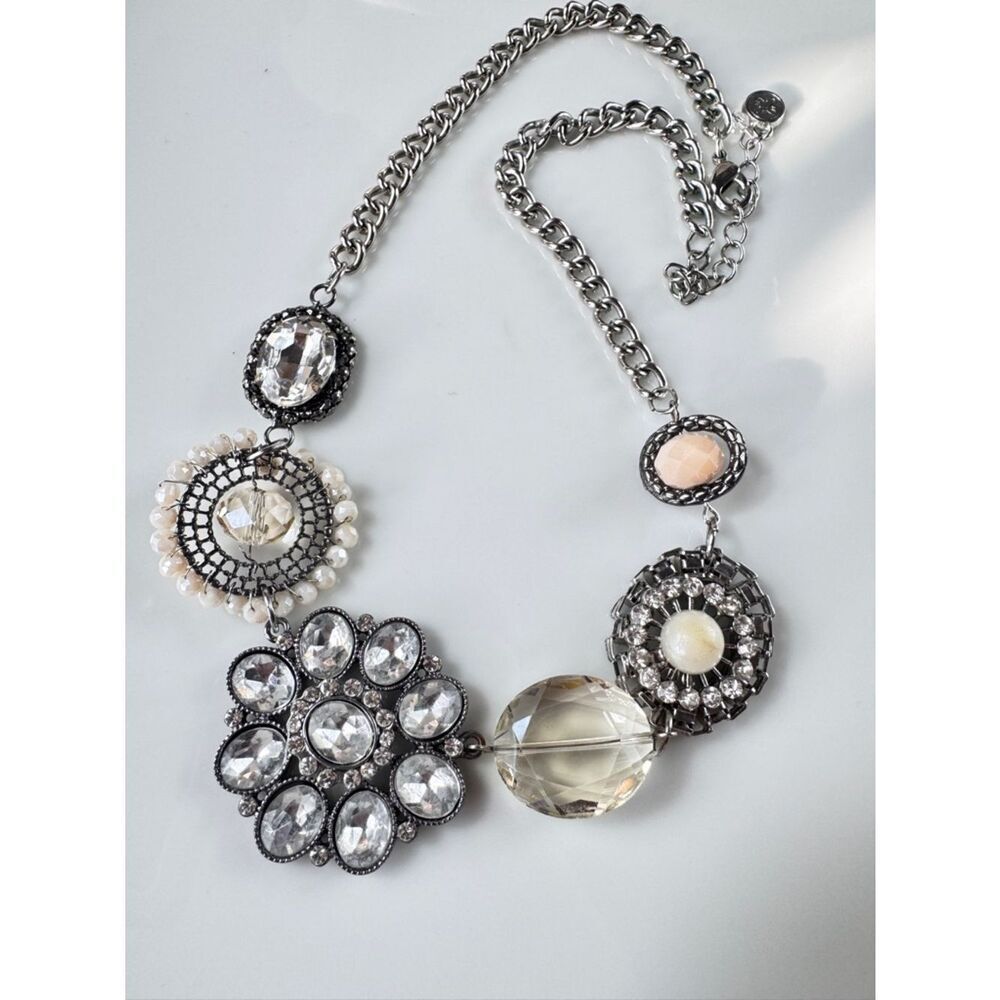 Simply Vera Vera Wang Silver-Tone Crystal & Pearl Statement Necklace